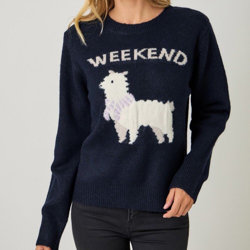 Mystree Alpaca Weekend Pullover Sweater in Navy Blue Size Small